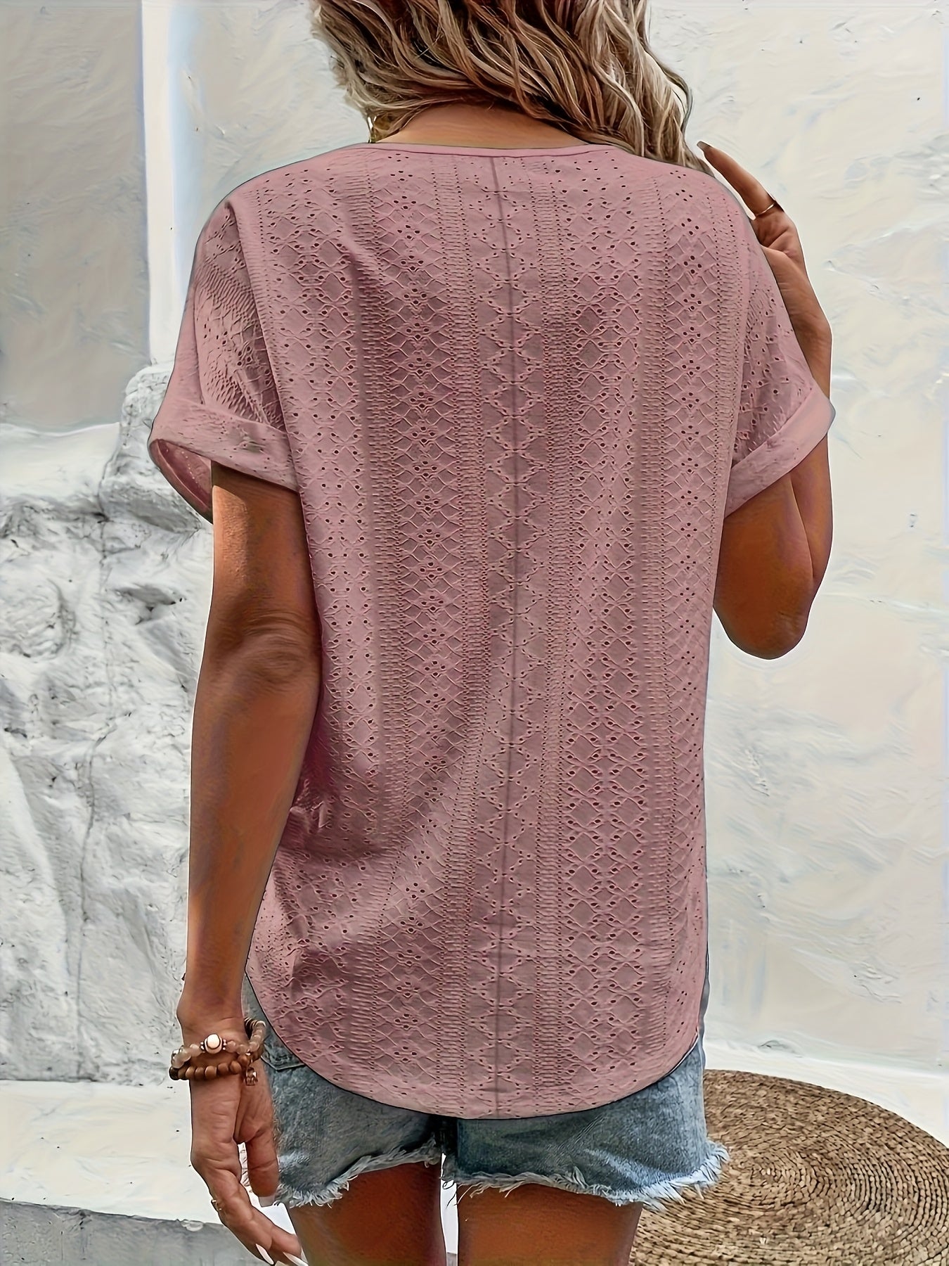 Blusa Donna Elegante Collo a V Stile Casual per Primavera Estate