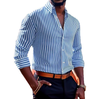 Chemise homme élégante à rayures verticales coupe décontractée style urbain