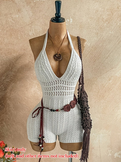 Combishort Femme Élégant Style Bohème Dos Nu Plage Été - Romper Mode Vacances
