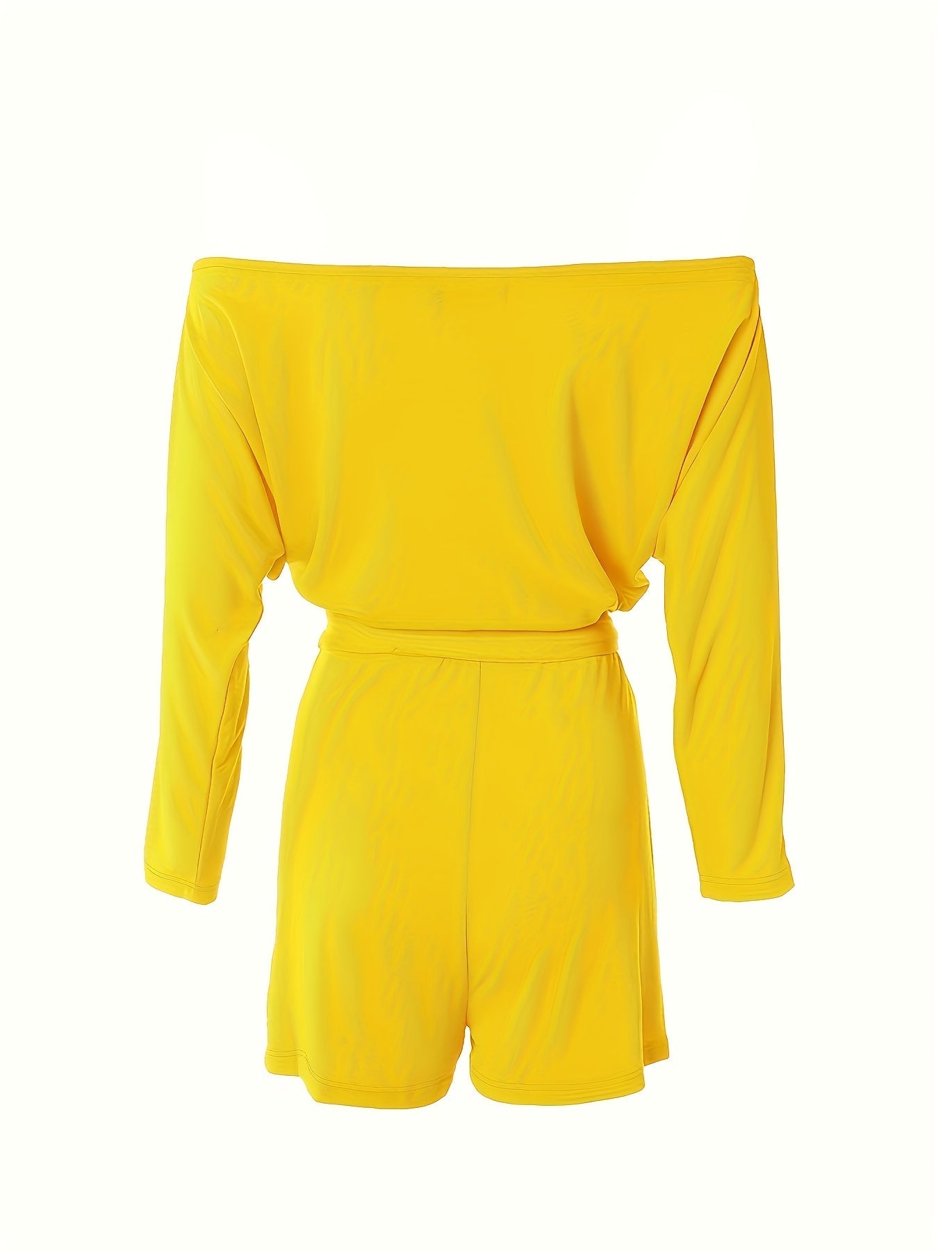 Avslappnad kort jumpsuit för kvinnor i Bardot-stil med långa ärmar för sommaren