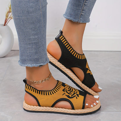 Dames casual sandalen met bloemenpatroon voor de zomer, bohemien chique stijl, dagelijks comfort