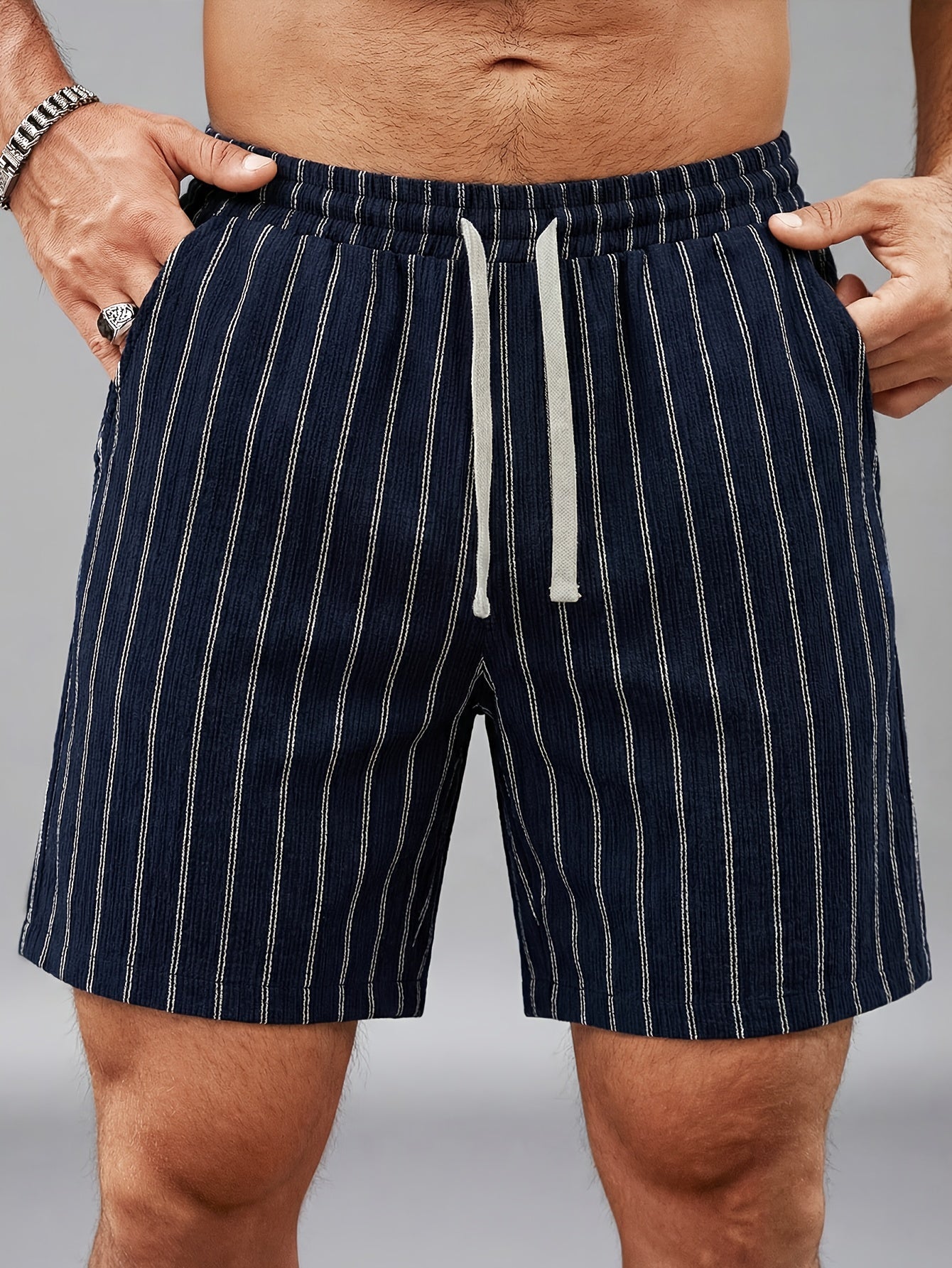 Shorts décontractés à rayures pour homme, style urbain tendance, idéals loisirs et sport
