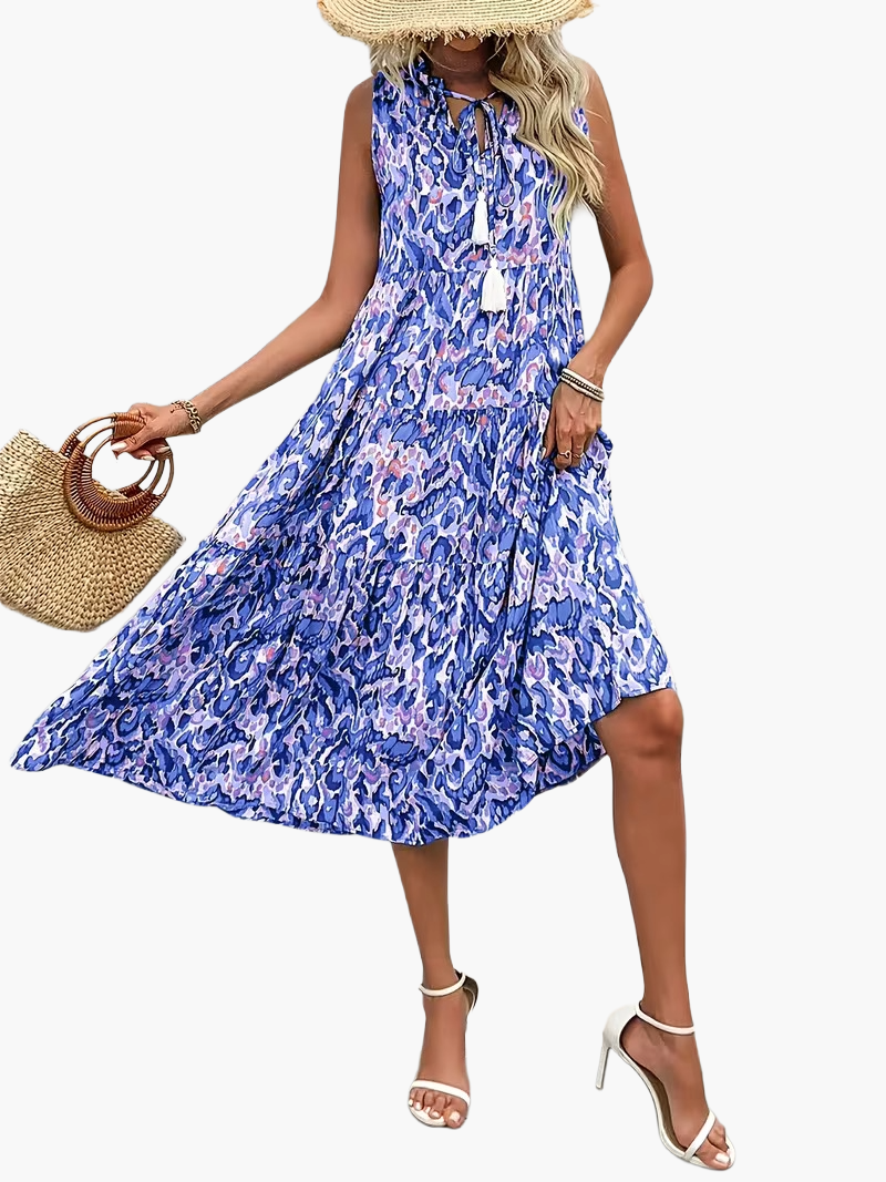Robe Femme Élégante Sans Manches Style Bohème pour Été et Printemps