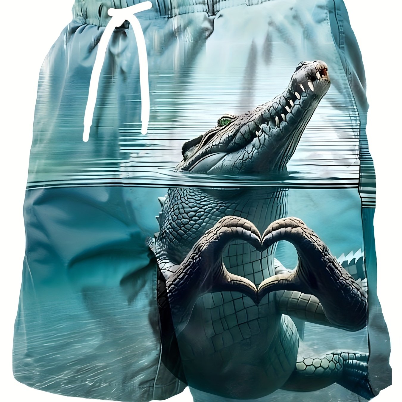 Costume da bagno uomo con stampa grafica coccodrillo stile casual
