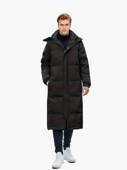 Doudoune longue à capuche homme style urbain hiver décontracté