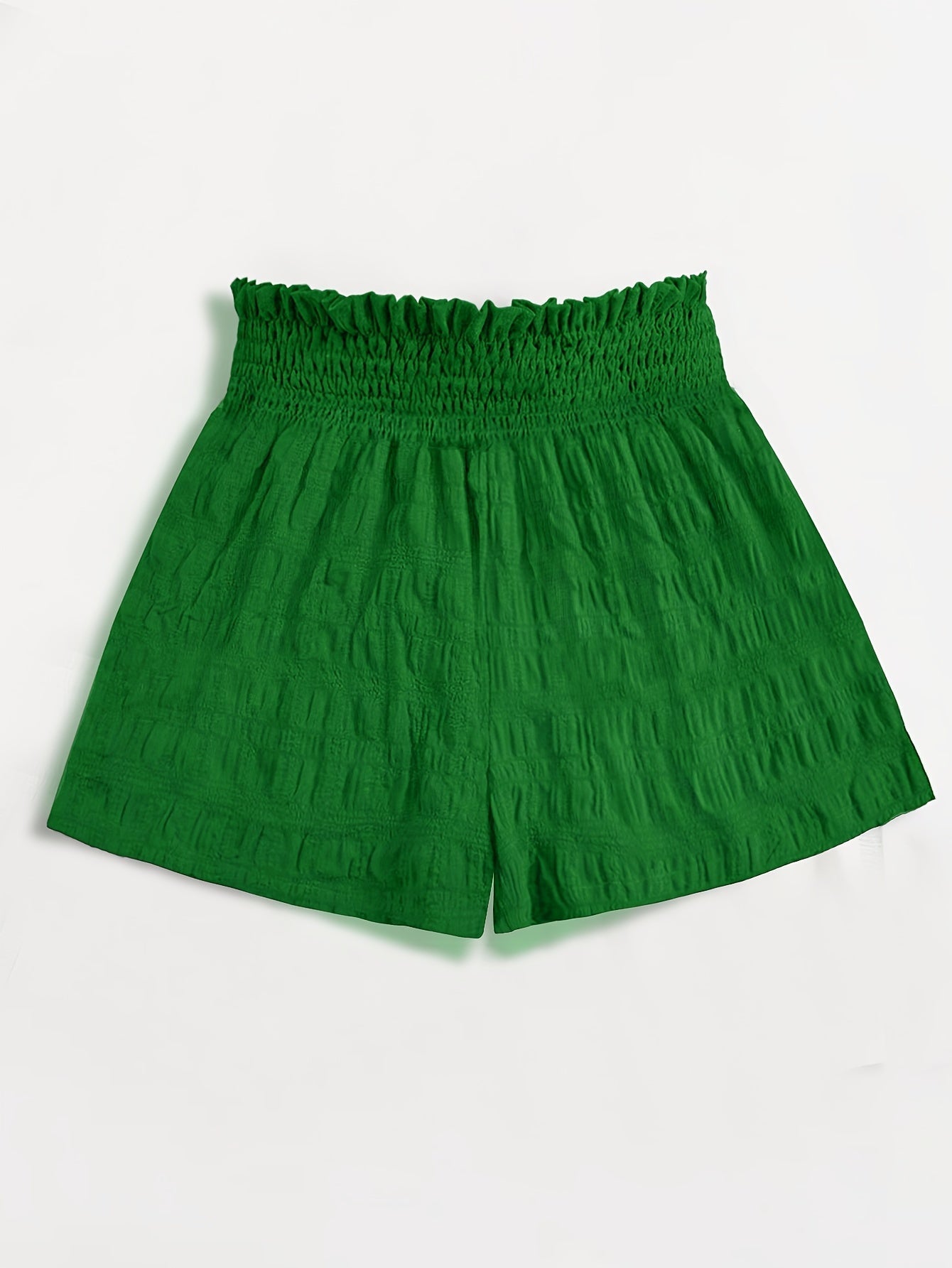 Short ample taille haute à smocks pour femme, style décontracté été