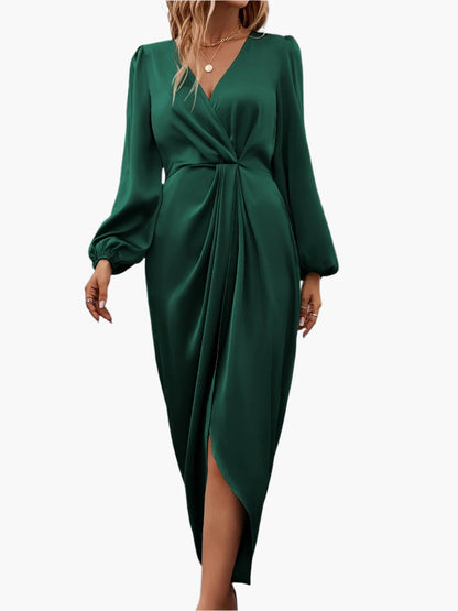 Robe portefeuille élégante de soirée pour femme, style drapé chic événement habillé