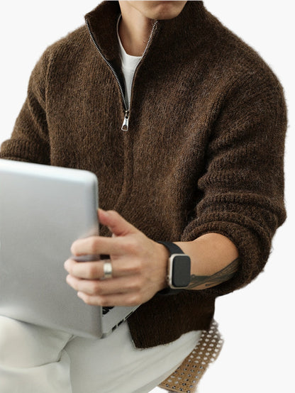 Gilet zippé col montant style décontracté pour homme – idéal toute saison