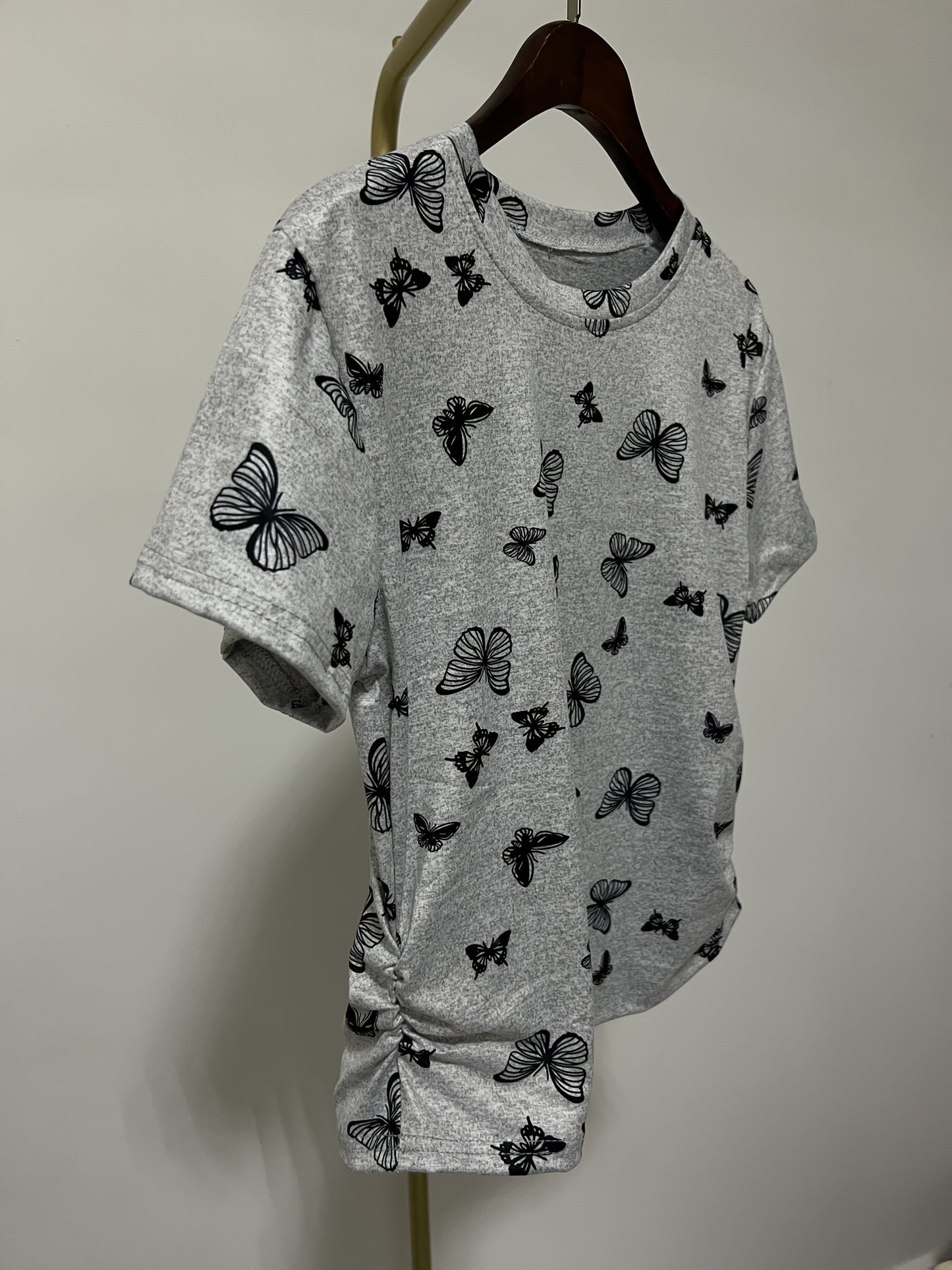T-shirt Femme Style Vacances Motif Papillons Manches Courtes Ajusté