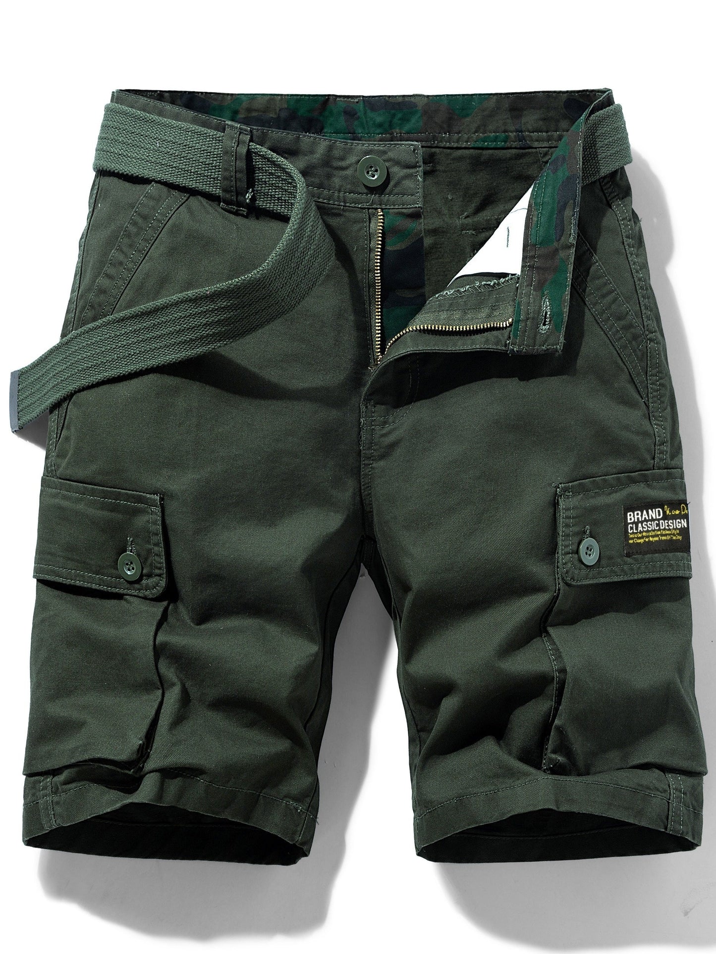 Casual short cargo shorts for men with multiple pockets and belt – Ideal for summer and outdoor activities