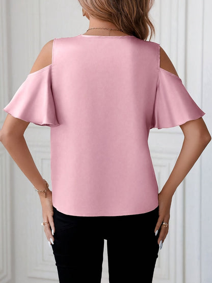 Blusa donna spalle scoperte chic con dettagli in pizzo stile elegante