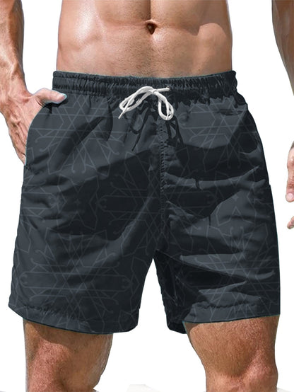 Short de Bain Homme Style Décontracté à Motif Graphique pour Plage et Piscine