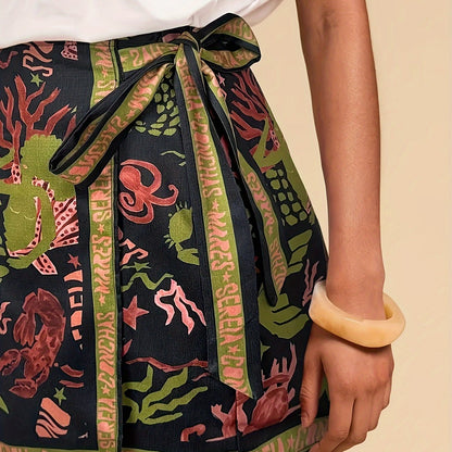 Mini portemonnee rok dames met oceanisch motief artistieke stijl zomer