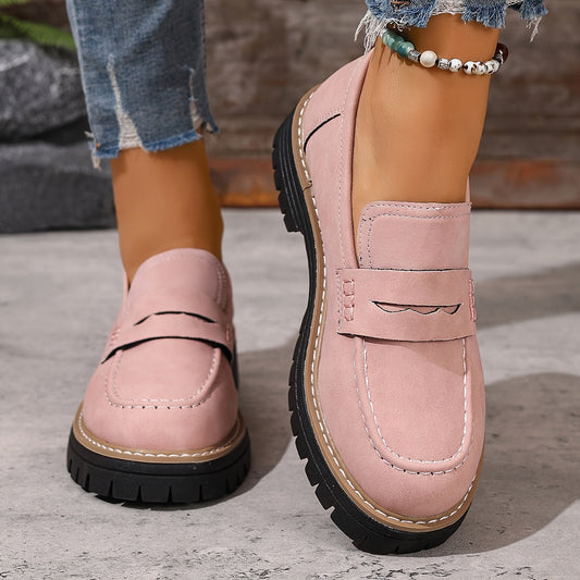 Casualowe mokasyny damskie w stylu penny loafers z grubą podeszwą