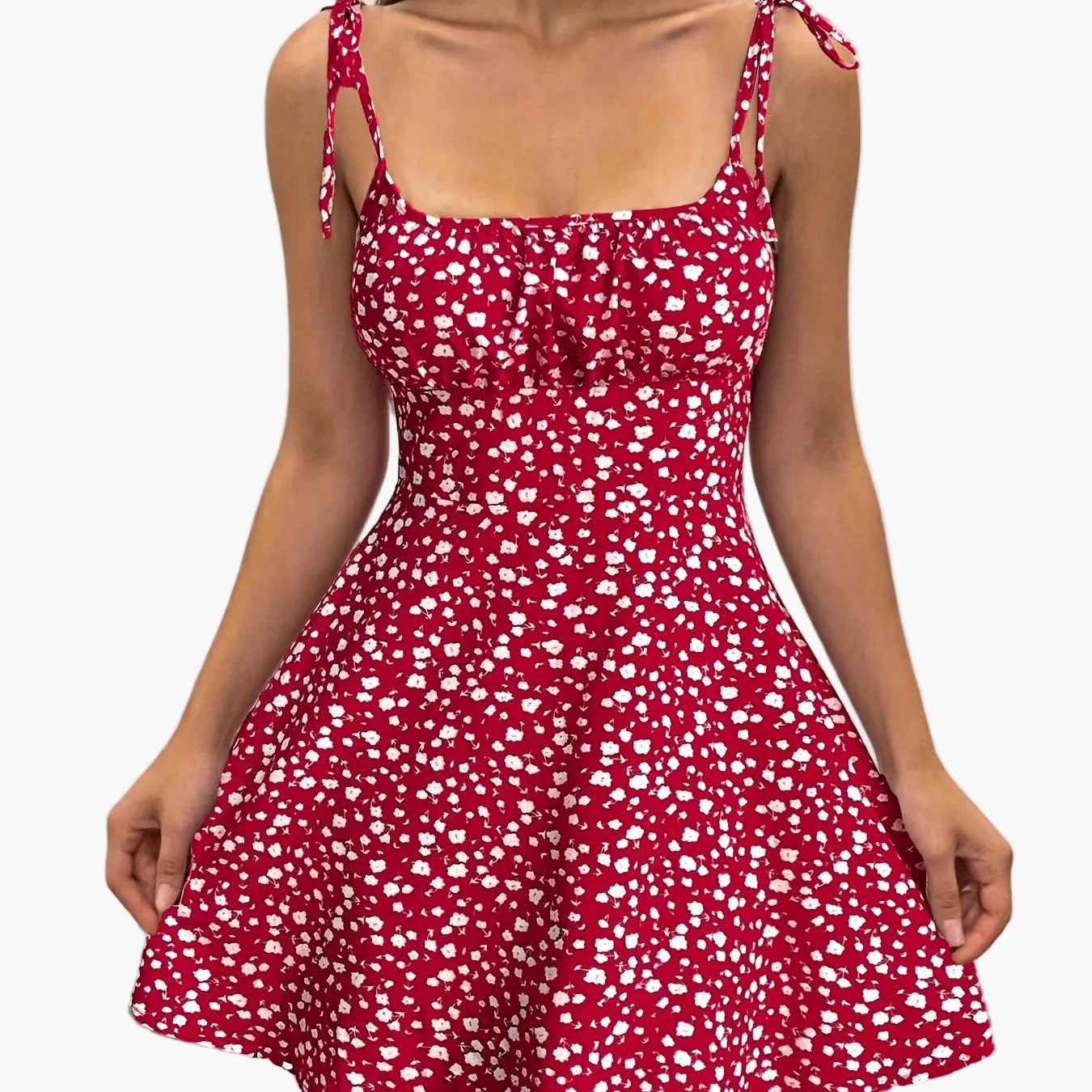 Abito estivo femminile stile chic con spalline e stampa floreale - Ideale per uscite e vacanze