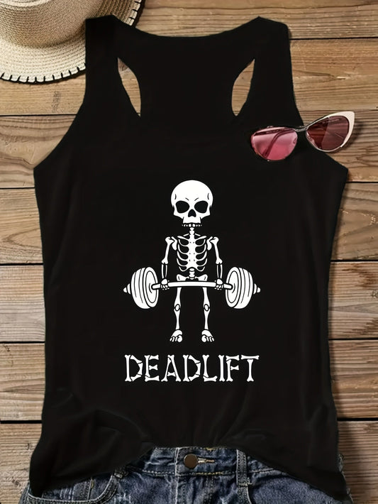 Canotta Donna Sport Motivo Scheletro Deadlift – Stile Fitness Umorismo