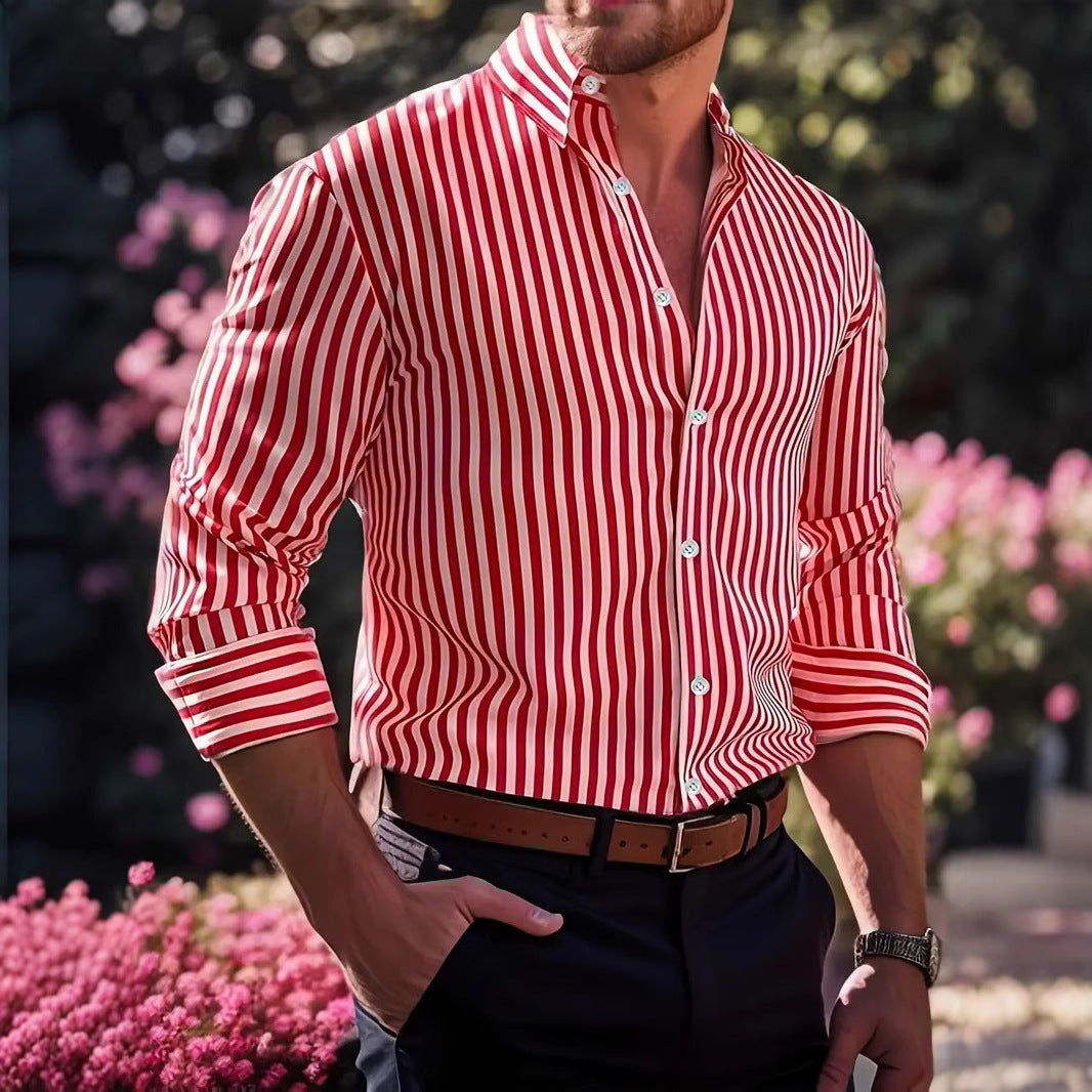 Chemise homme élégante à rayures verticales coupe décontractée style urbain