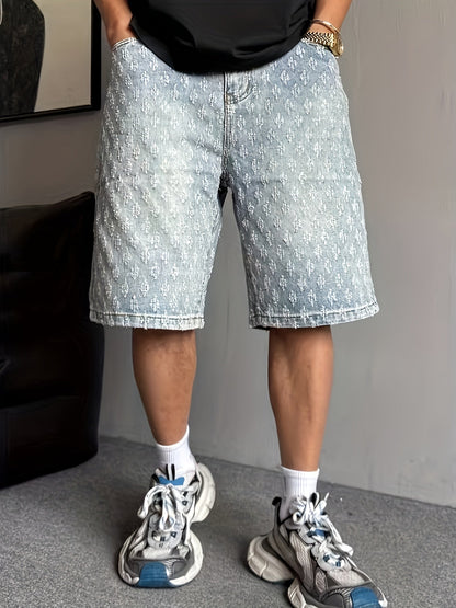 Herreshorts i streetwear-stil med broderet mønster – Afslappede, trendy urbane shorts