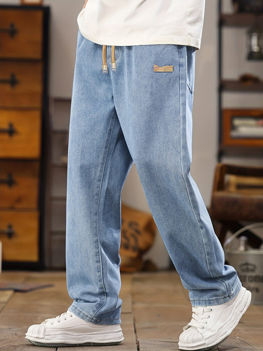 Jean décontracté style jogger pour homme, coupe droite, idéal pour le quotidien