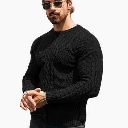 Pull torsadé pour homme style décontracté urbain – Manches longues, chic automne/hiver