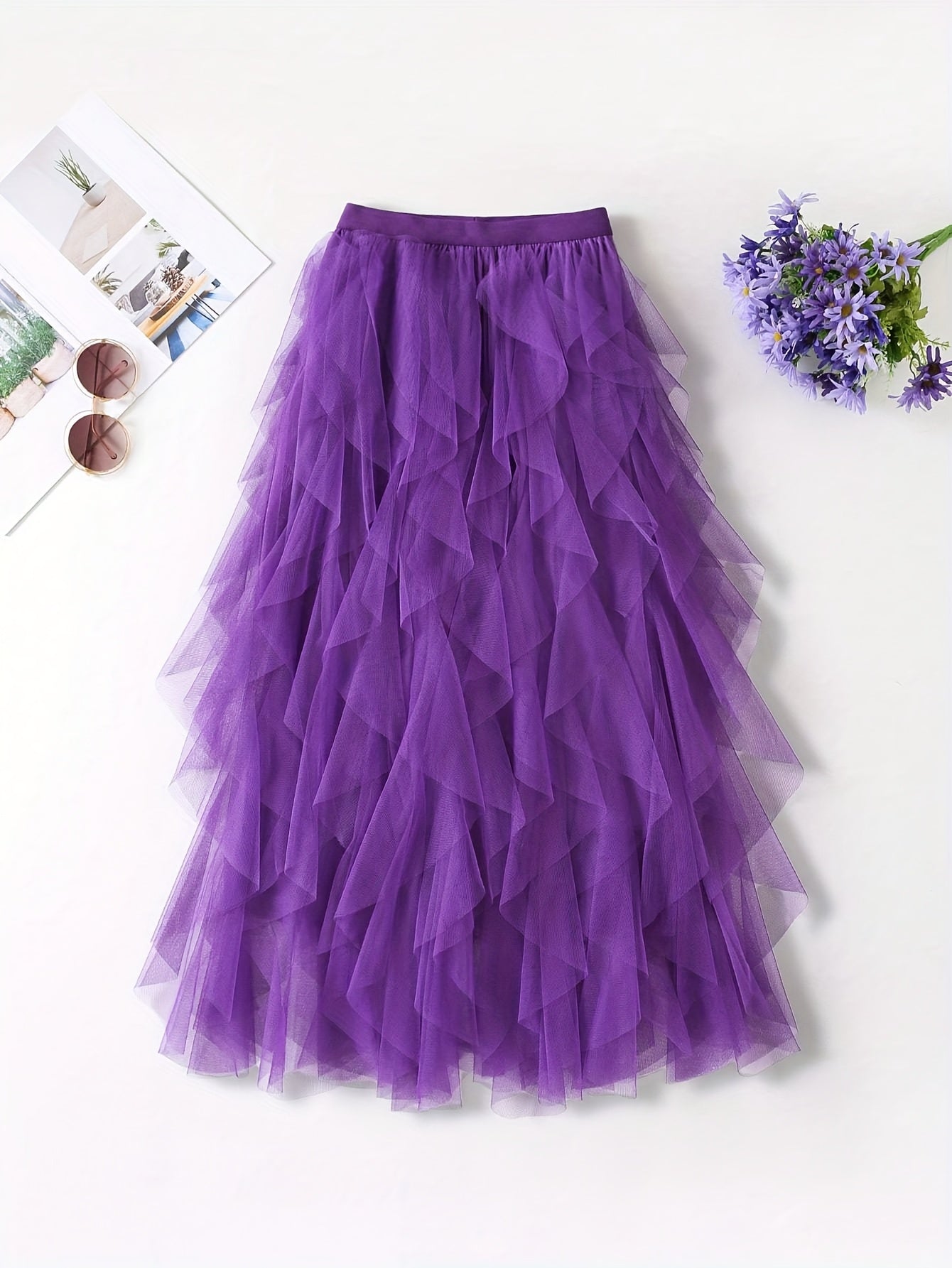 Jupe longue à volants style bohème pour femme, élégante et tendance, idéale pour occasions spéciales et looks romantiques