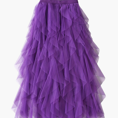 Jupe longue à volants style bohème pour femme, élégante et tendance, idéale pour occasions spéciales et looks romantiques