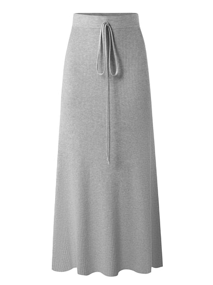 Falda larga mujer talle alto estilo casual elegante con cinturón