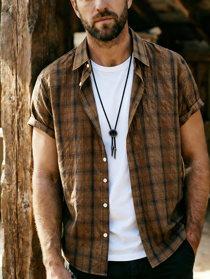 Chemise décontractée à carreaux pour homme – Style estival polyvalent