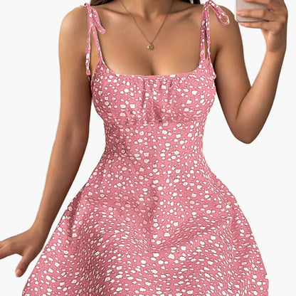 Abito estivo femminile stile chic con spalline e stampa floreale - Ideale per uscite e vacanze