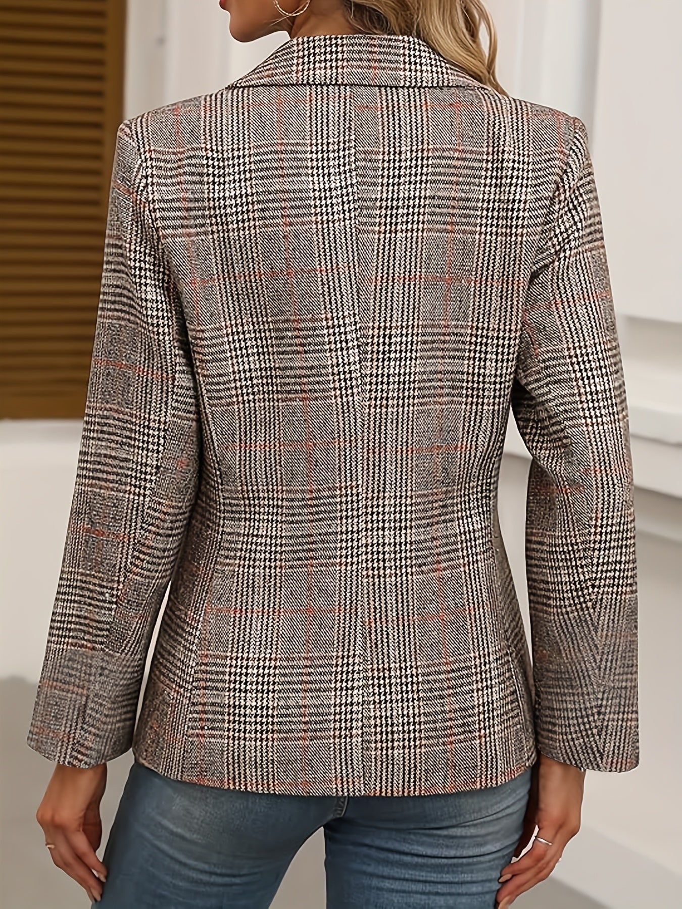 Casual geruite damesblazer voor kantoor en uitgaan