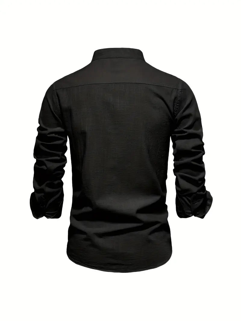 Chemise homme col mao manches longues élégante style casual business