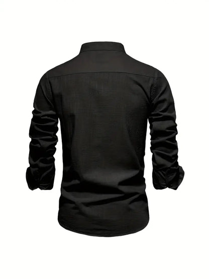 Chemise homme col mao manches longues élégante style casual business