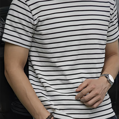 T-shirt a righe orizzontali uomo stile casual moderno maniche corte