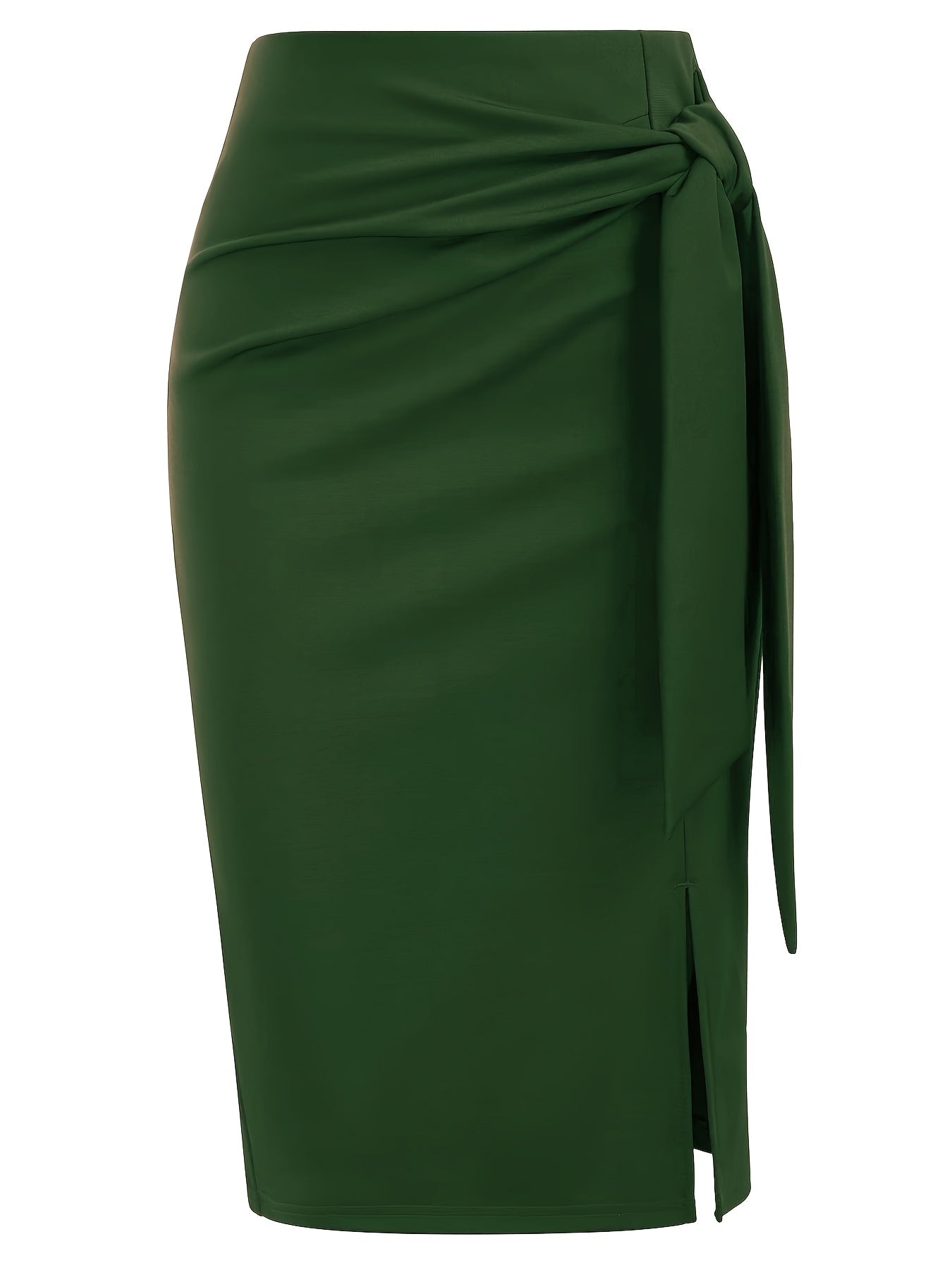 Jupe crayon élégante femme nouée à la taille, fente latérale, style bureau ou soirée