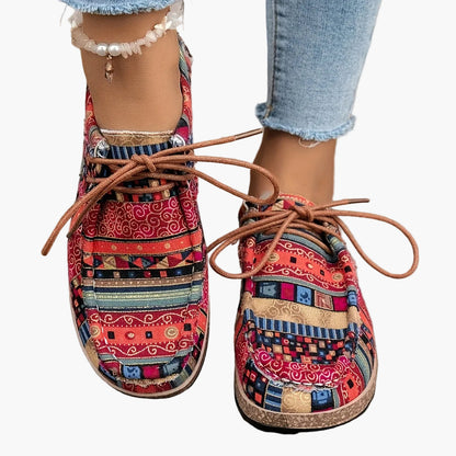 Vintage casual schoenen voor dames in mocassinstijl met etnische patronen