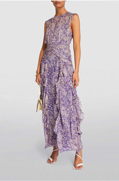 Lisa – Robe en Chiffon V-cou à Épaules Dégagées pour Femmes