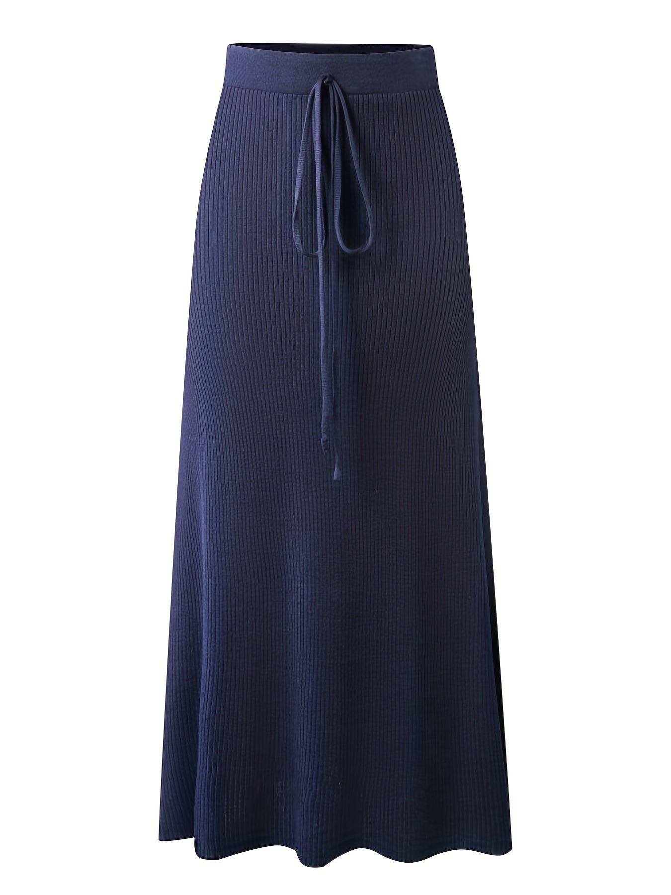 Falda larga mujer talle alto estilo casual elegante con cinturón