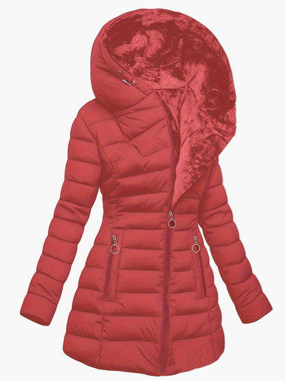 Manteau d'hiver élégant pour femme à capuche large – Style matelassé urbain