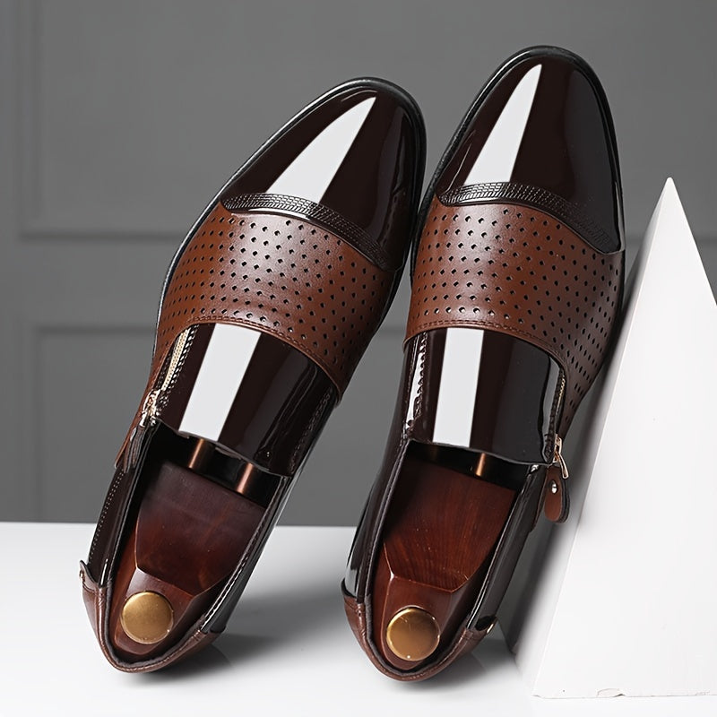 Scarpe eleganti da uomo stile inglese con punta appuntita e chiusura lampo