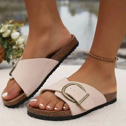 Sandales décontractées style coréen à boucle large pour femme - Mules confort pour l'été