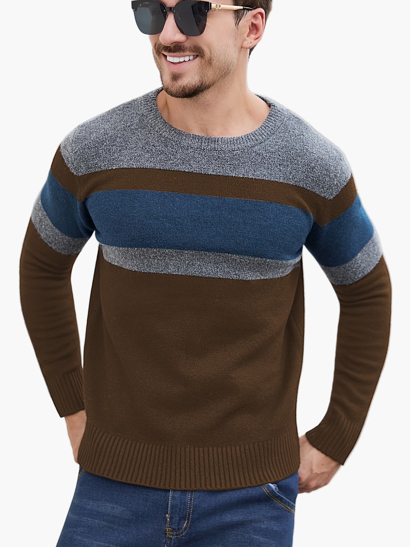 Pull à Rayures Style Décontracté pour Homme - Idéal Automne Hiver