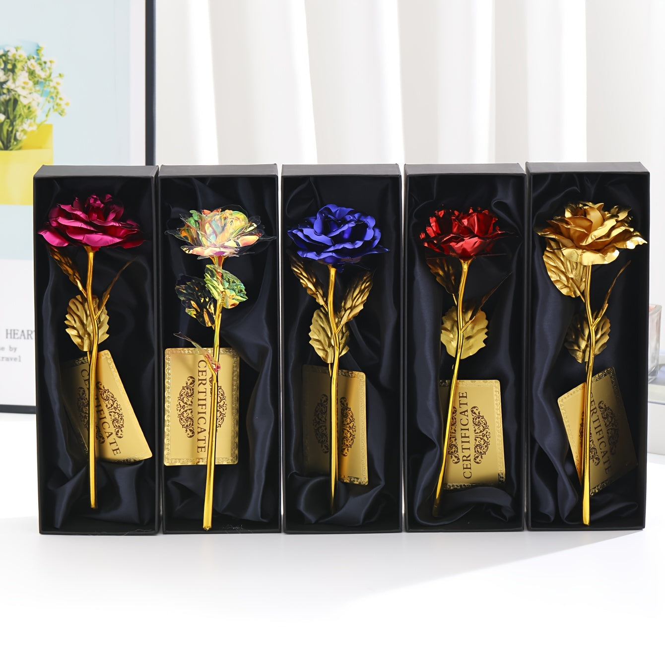 Rosa decorativa in confezione regalo – Idea regalo romantica per donna – Oggetto d’ornamento elegante