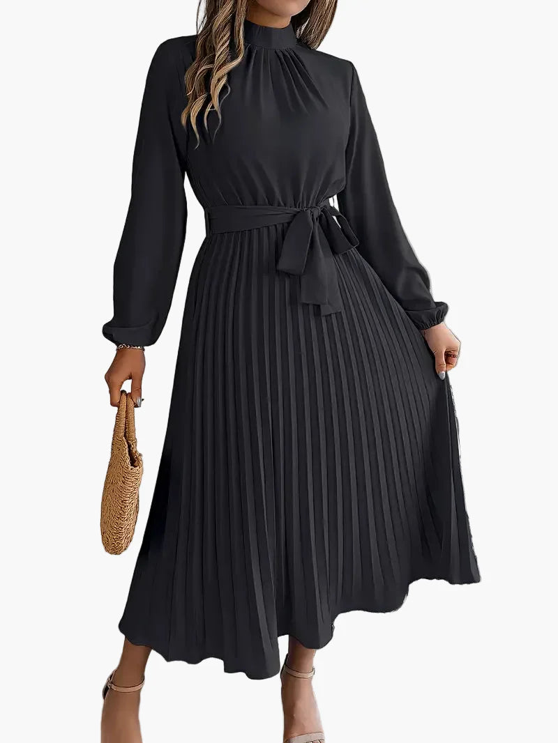 Vestido midi elegante con pliegues para mujer – Estilo refinado y versátil para ocasiones especiales