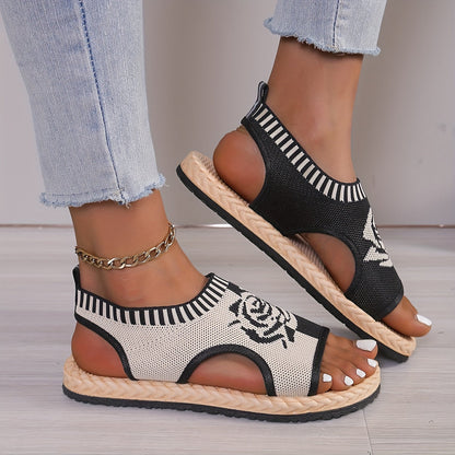 Dames casual sandalen met bloemenpatroon voor de zomer, bohemien chique stijl, dagelijks comfort