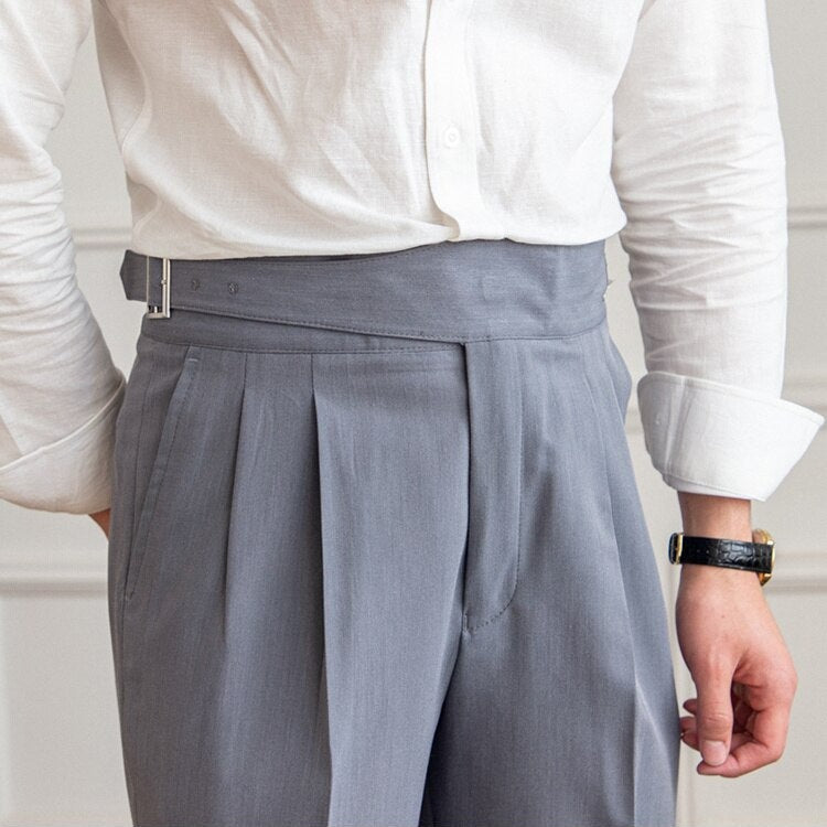 Pantalon habillé taille haute à pinces pour homme – Style élégant et ajusté, idéal affaires et occasions formelles
