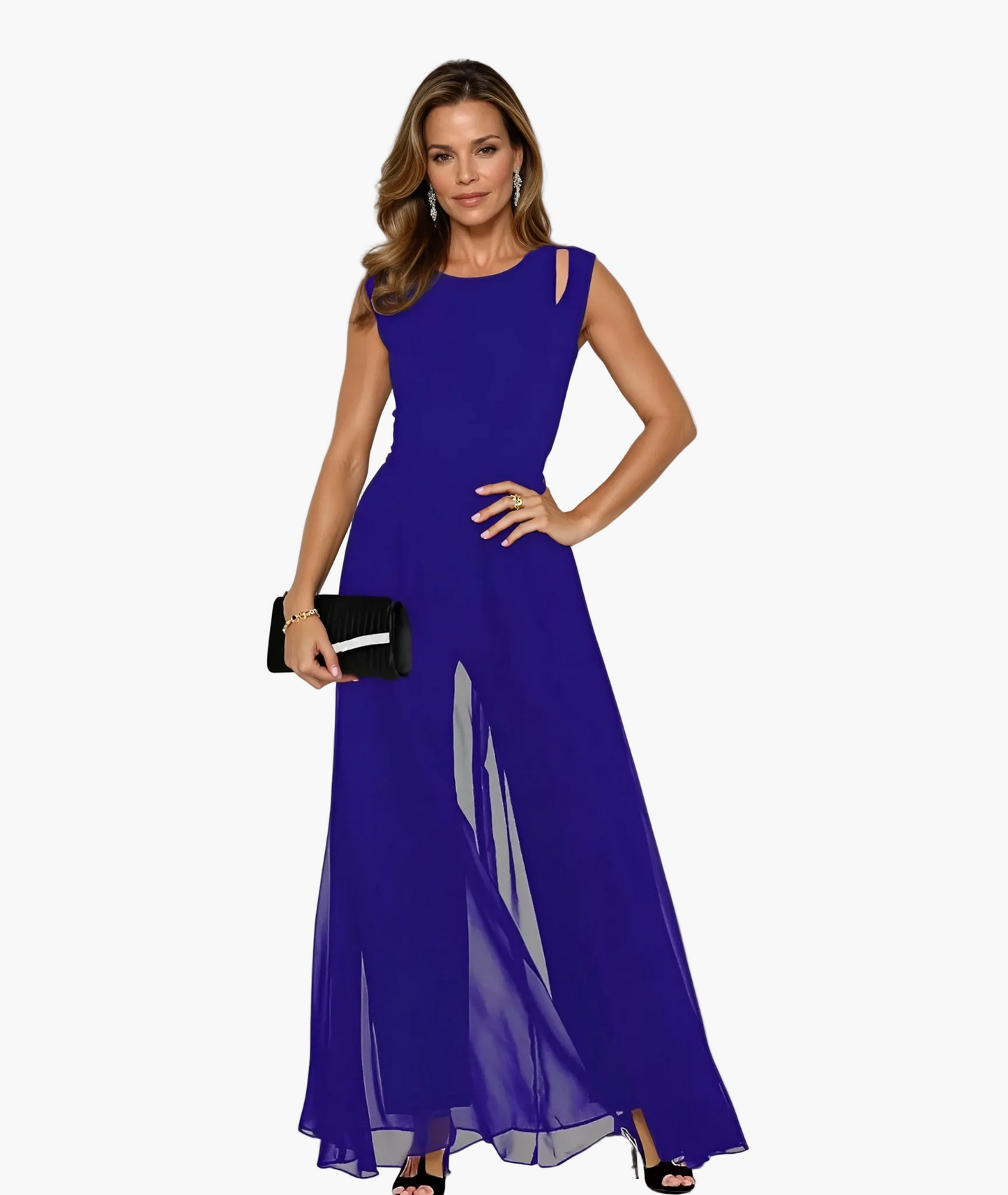 Lang elegant kjole til kvinder i moderne aftenstil og alsidig brug