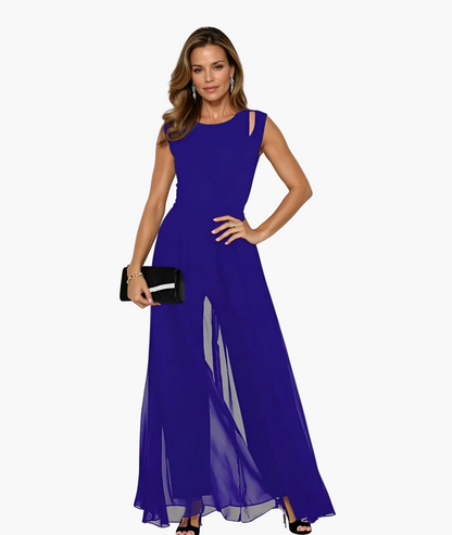 Lang elegant kjole til kvinder i moderne aftenstil og alsidig brug