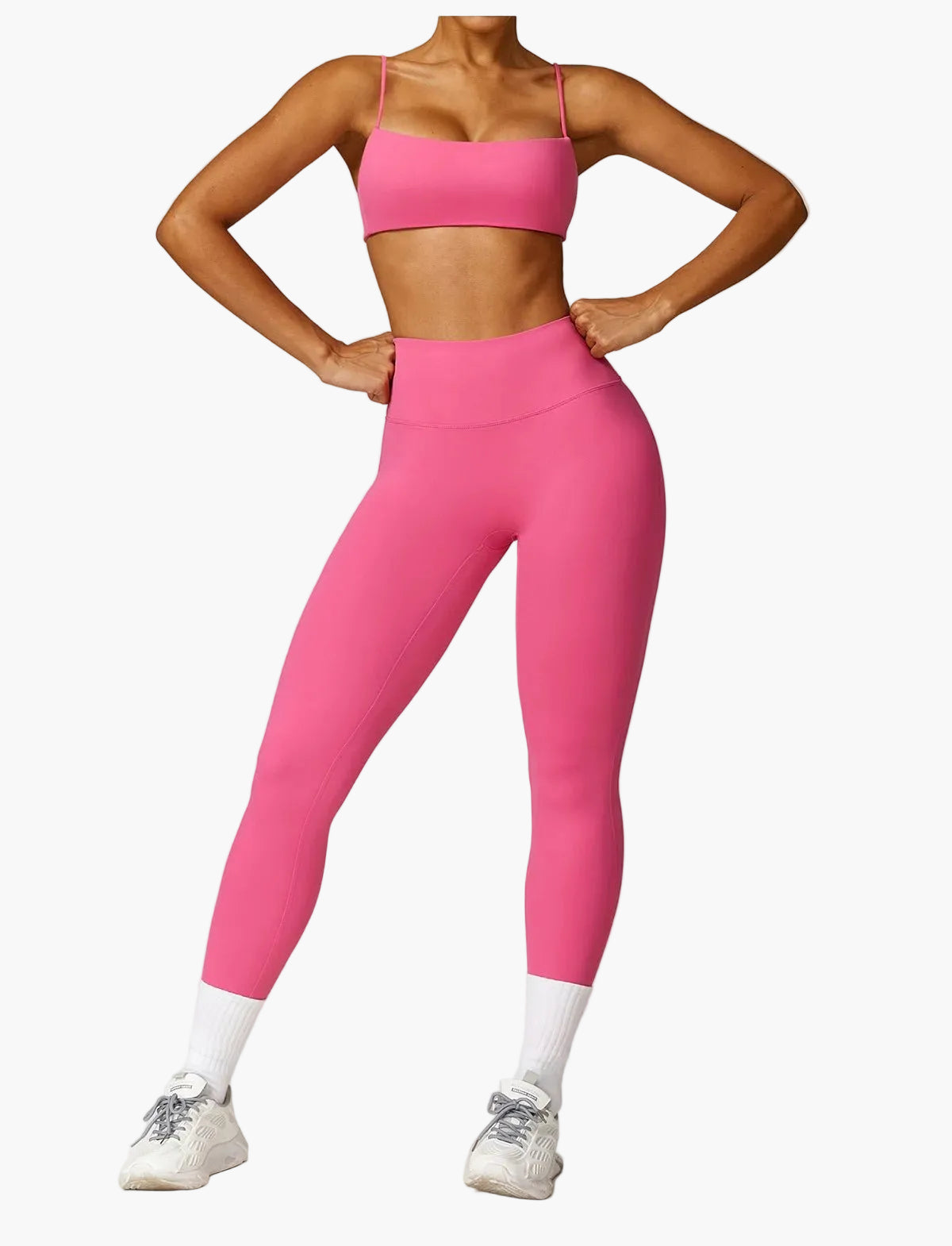 Leggings taille haute et brassière de sport femme – Ensemble fitness élégant pour entraînement et yoga