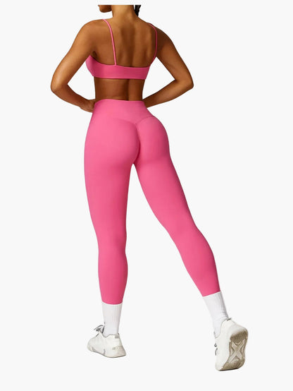 Leggings taille haute et brassière de sport femme – Ensemble fitness élégant pour entraînement et yoga
