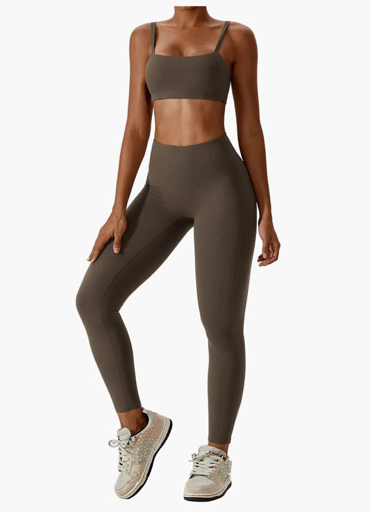 Leggings a vita alta e reggiseno sportivo donna – Completo fitness elegante per allenamento e yoga